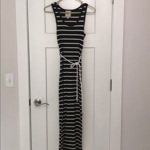 Striped Pink Rose Maxi with Rope Belt in Size S